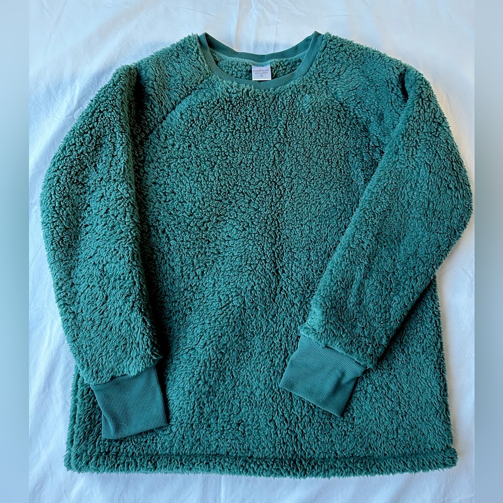 NWOT Green Sherpa Fleece Pullover Size S